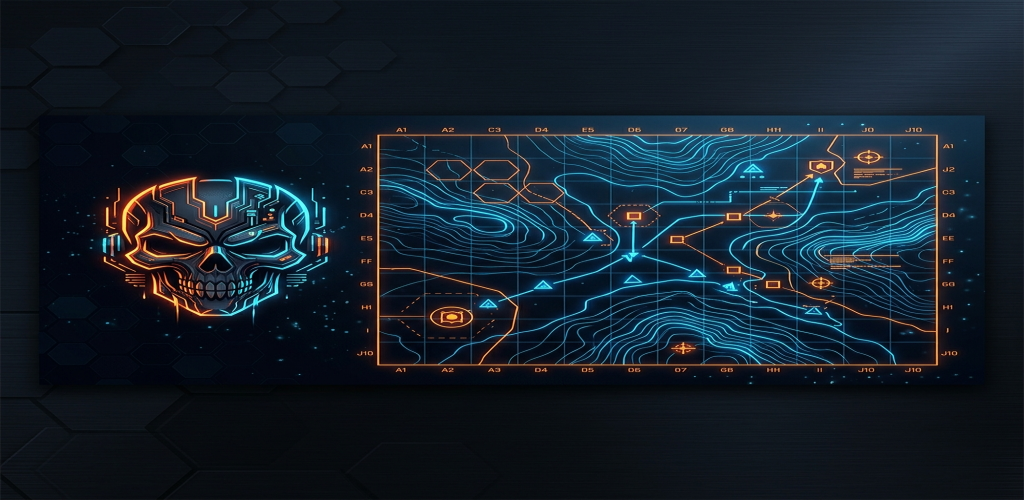 SCUL emblem and tactical analysis map